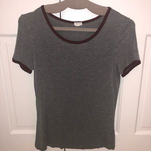 Gray T-shirt with Maroon Outlining